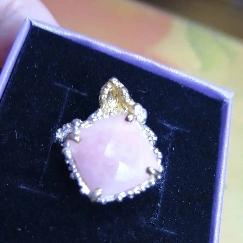 14 K White Gold Vermeil Silver 925 Stamped Faceted Soft Pink Opal. Bew In A Box - Picture 4 of 7